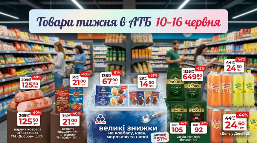 Товар тижня в АТБ 10-16 червня — що можна купити зі знижкою до 50%