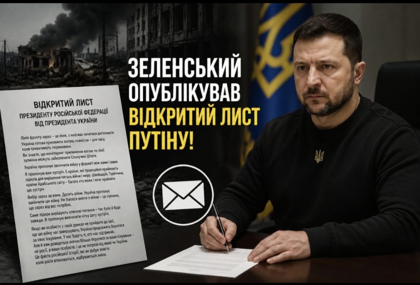 Зеленський опублікував відкритий лист путіну та закликав до особистої зустрічі для завершення війни
