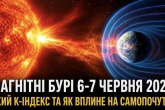 Магнітні бурі 6-7 червня 2026: який K-індекс сьогодні та як сонячна активність вплине на самопочуття