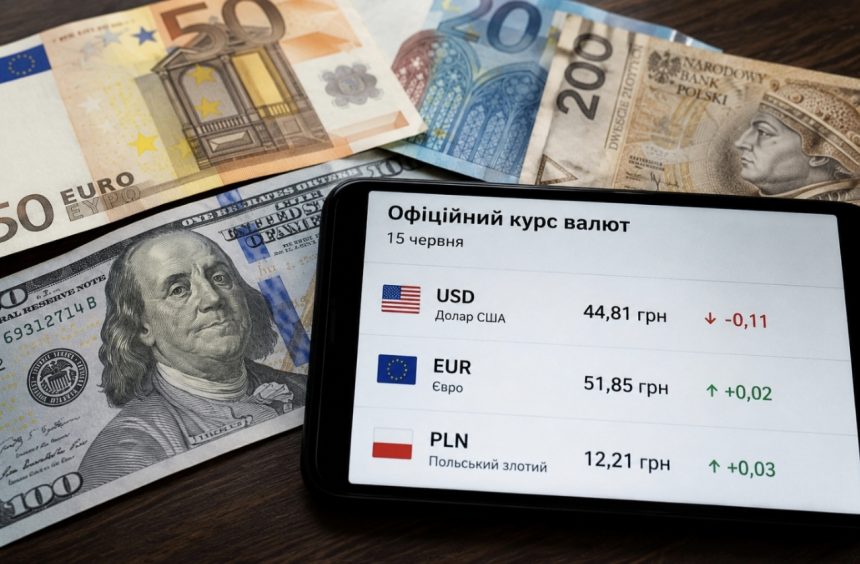 Курс валют на 15.06.2026: скільки коштують долар євро і злотий