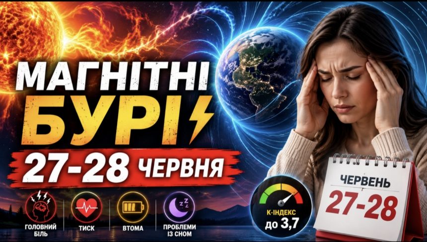 Магнітні бурі 27–28 червня 2026: який K-індекс сьогодні та як сонячна активність вплине на самопочуття