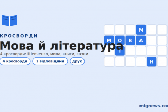 Кросворди про мову й літературу: Шевченко, книги та казки