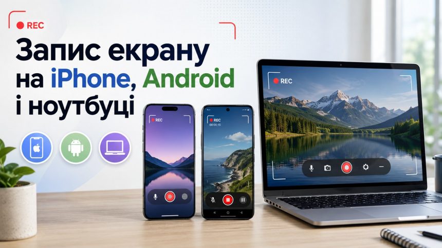 Як зробити запис екрану на телефоні та ноутбуці: повний гайд для iPhone, Android, Windows і Mac