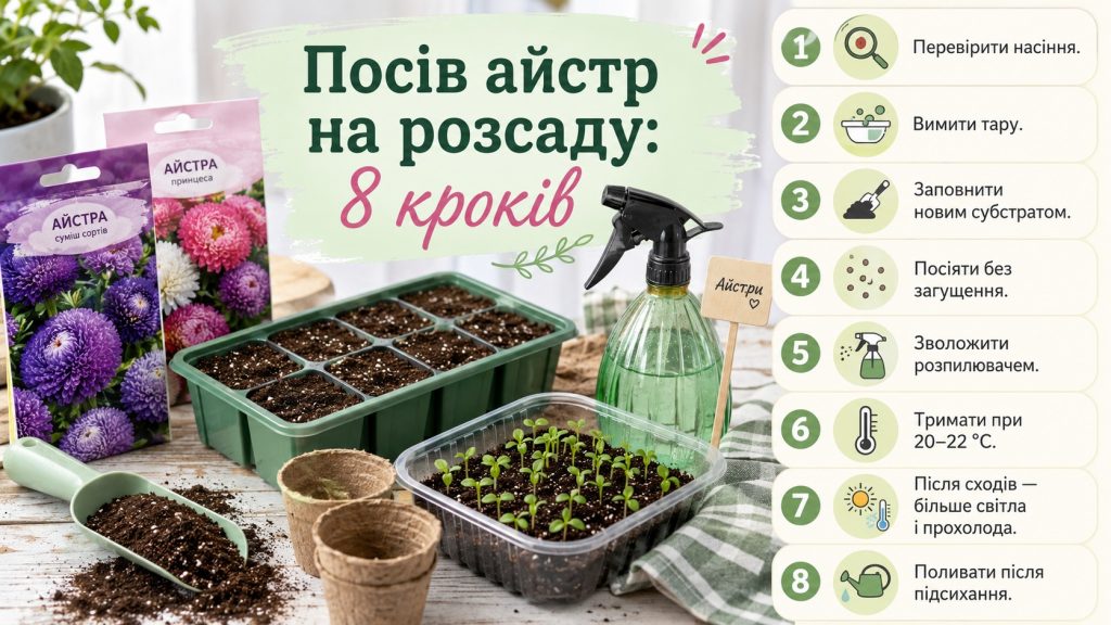 Коли сіяти айстри на розсаду у 2026 році: строки посіву та профілактика фузаріозу