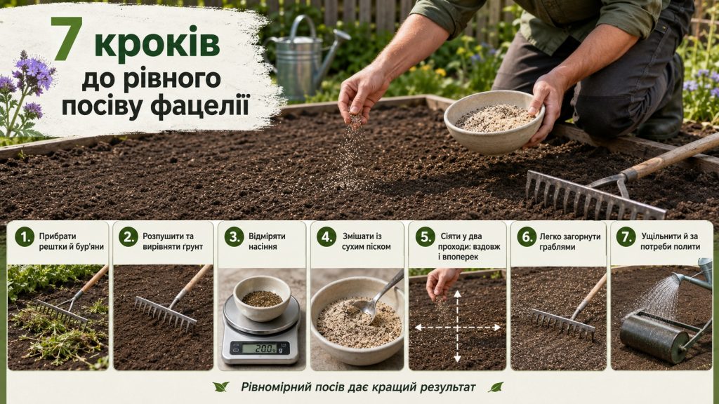 Як сіяти фацелію вручну у 2026 році: коли сіяти, норма висіву та користь сидерата