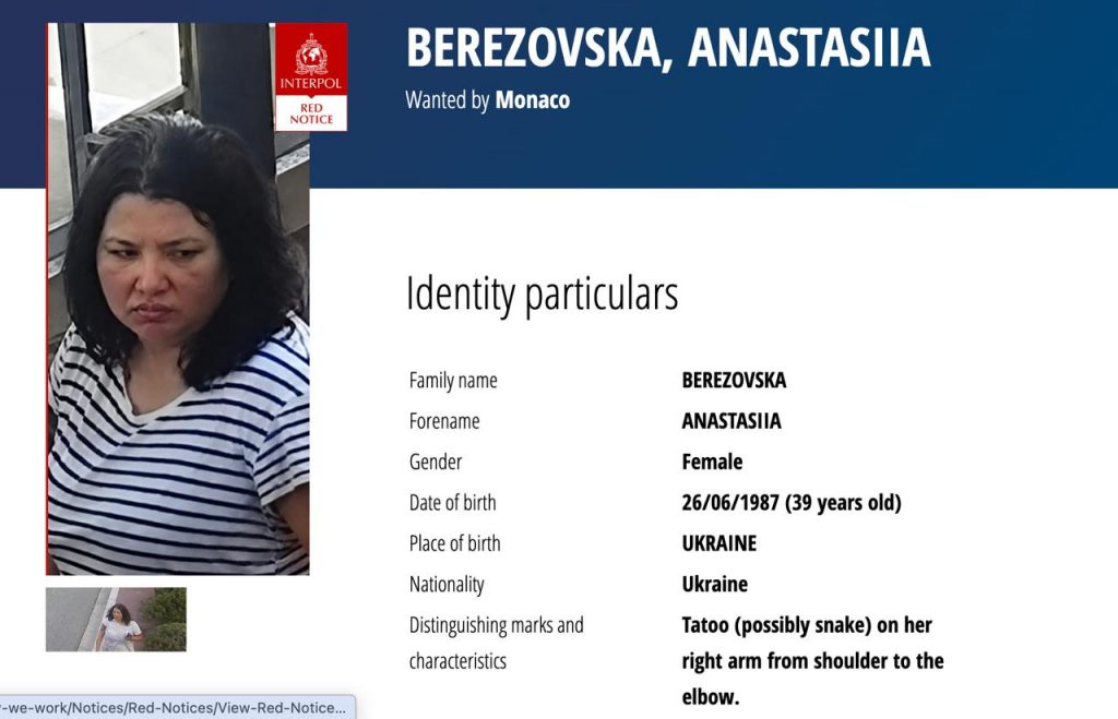 Хто така Анастасія Березовська та чому Інтерпол оголосив її в міжнародний розшук після вибуху в Монако