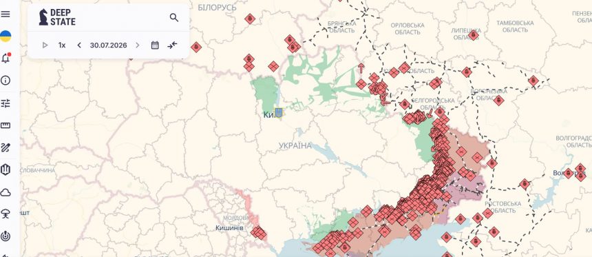 Карта бойових дій в Україні 30-31 липня 2026: де дивитися онлайн і що показує фронт сьогодні