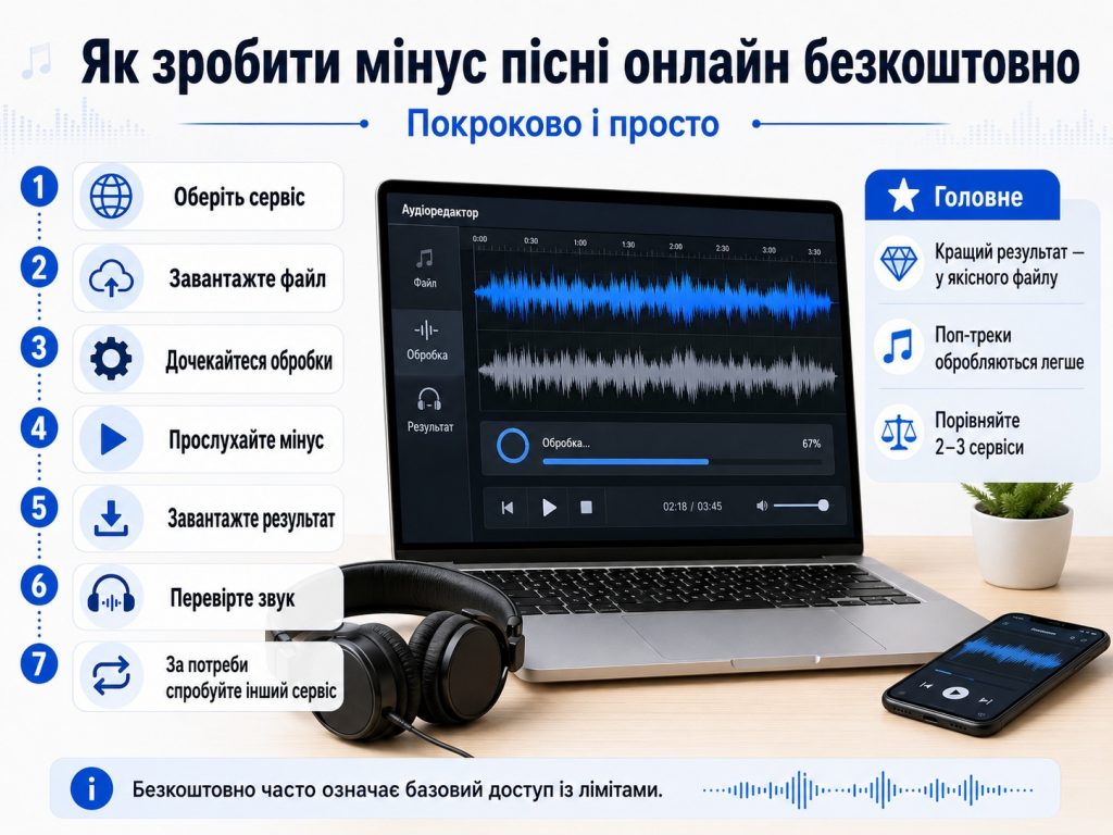 Як зробити мінус пісні онлайн безкоштовно: Vocal Remover, ШІ та прості сервіси