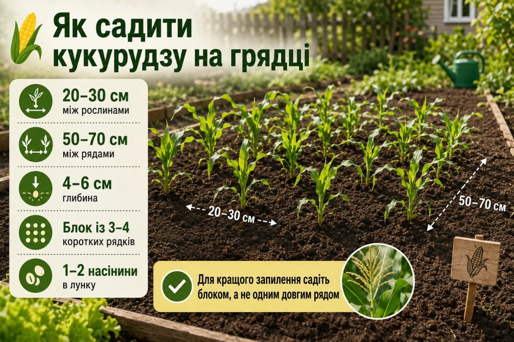 Коли сіяти кукурудзу у відкритий ґрунт у 2026 році: температура, строки та схема посадки