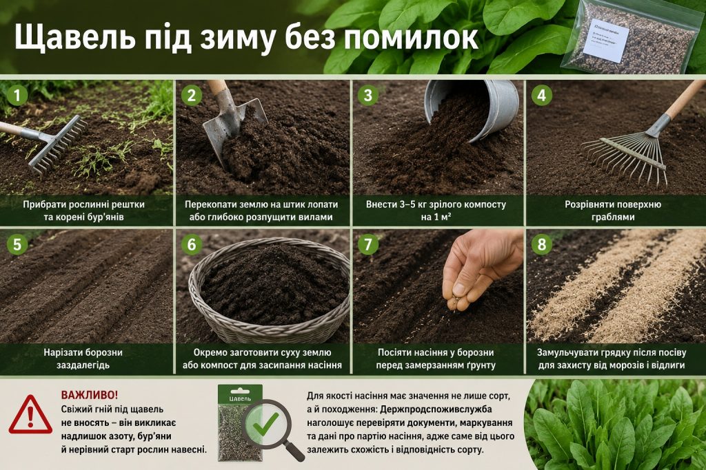Коли сіяти щавель під зиму у 2026 році: вибір місця, підготовка грядки та догляд