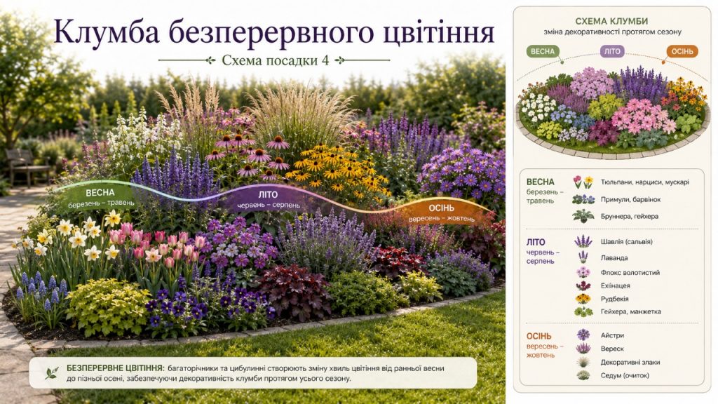 Як зробити гарну клумбу своїми руками: 5 схем посадок і підбір рослин на 2026 рік