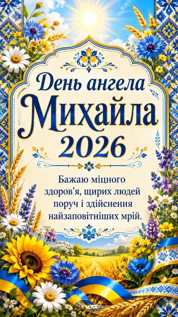 День ангела Михайла 2026: картинки, СМС, побажання прозою та листівки українською