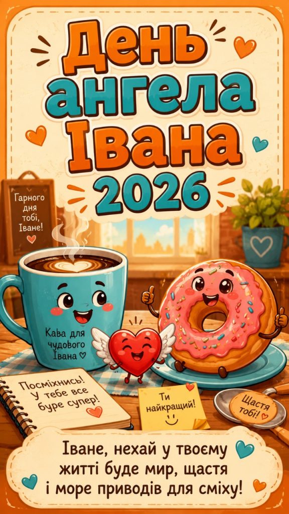 День ангела Івана 2026: милі картинки, СМС, побажання прозою та листівки українською