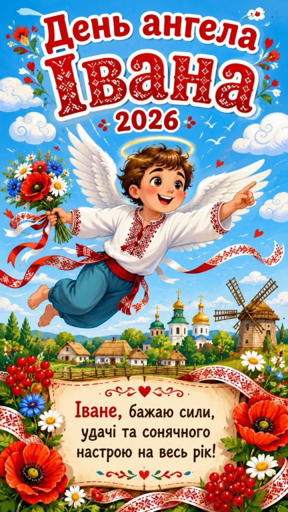 День ангела Івана 2026: милі картинки, СМС, побажання прозою та листівки українською