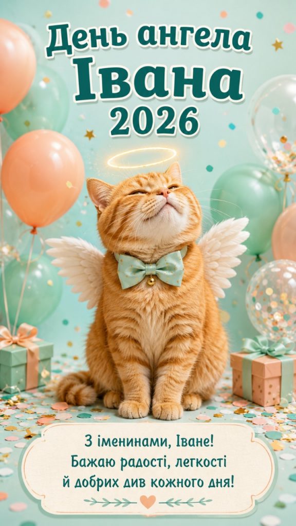 День ангела Івана 2026: милі картинки, СМС, побажання прозою та листівки українською