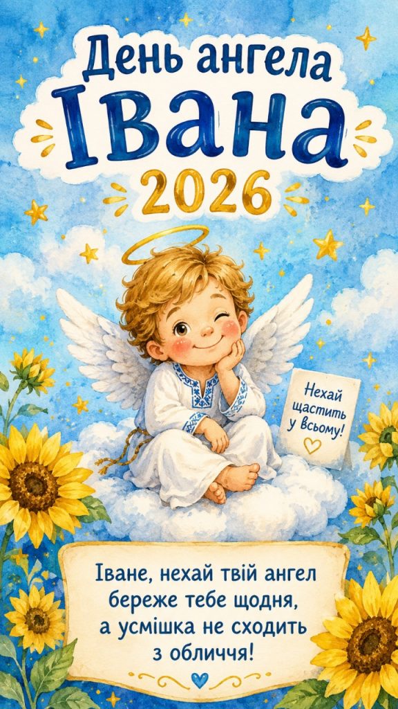 День ангела Івана 2026: милі картинки, СМС, побажання прозою та листівки українською