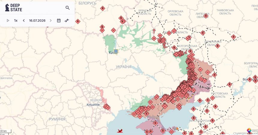 Карта бойових дій в Україні 16-17 липня 2026: де дивитися онлайн і що показує фронт сьогодні