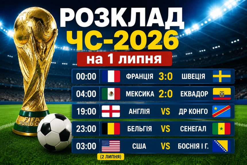 ЧС-2026 сьогодні, 1 липня: розклад матчів, фаворити букмекерів і головні інтриги дня