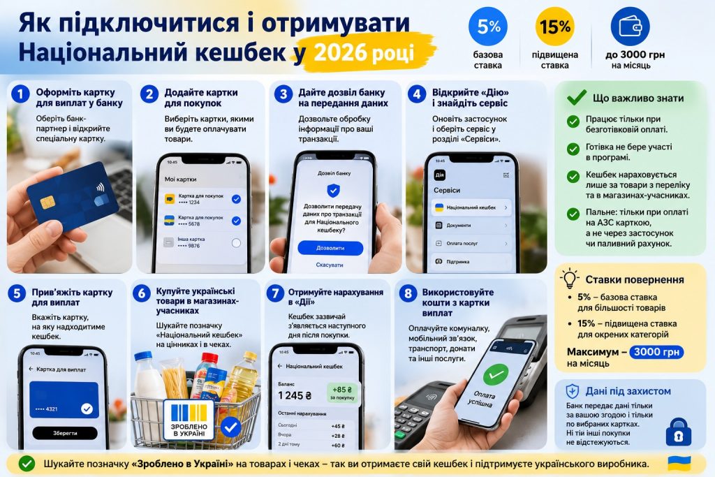 Як працює Національний кешбек у 2026 році: скільки повертають і за які товари