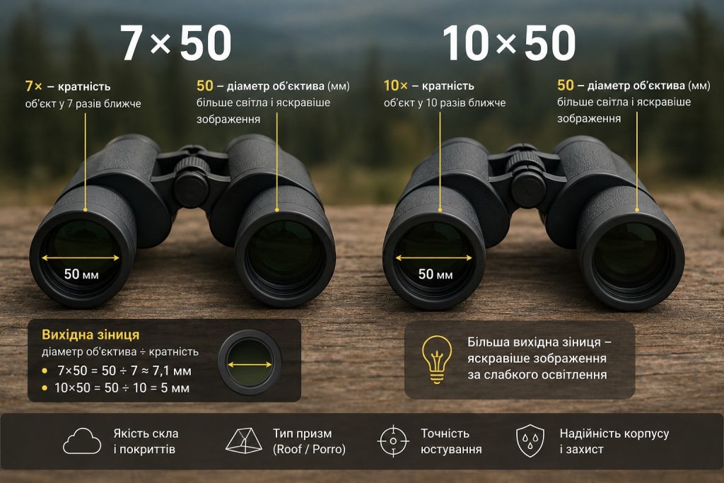 Як вибрати військовий бінокль у 2026 році: 7×50, 10×50, нічне бачення та водозахист