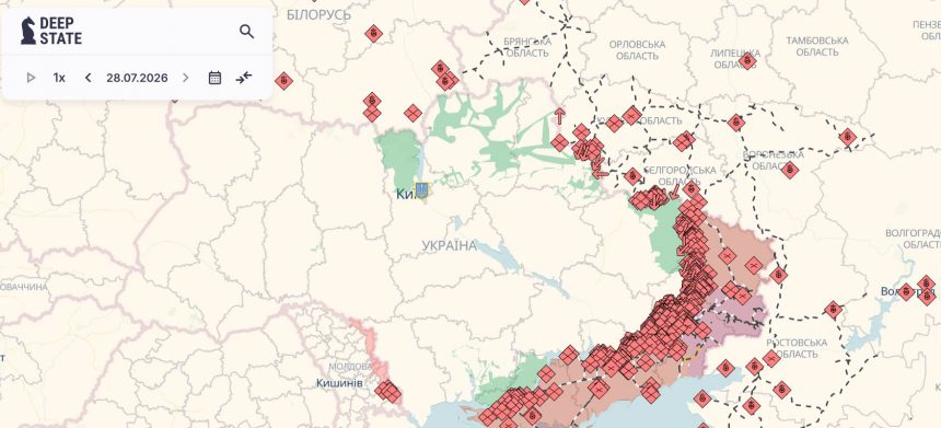 Карта бойових дій в Україні 28-29 липня 2026: де дивитися онлайн і що показує фронт сьогодні