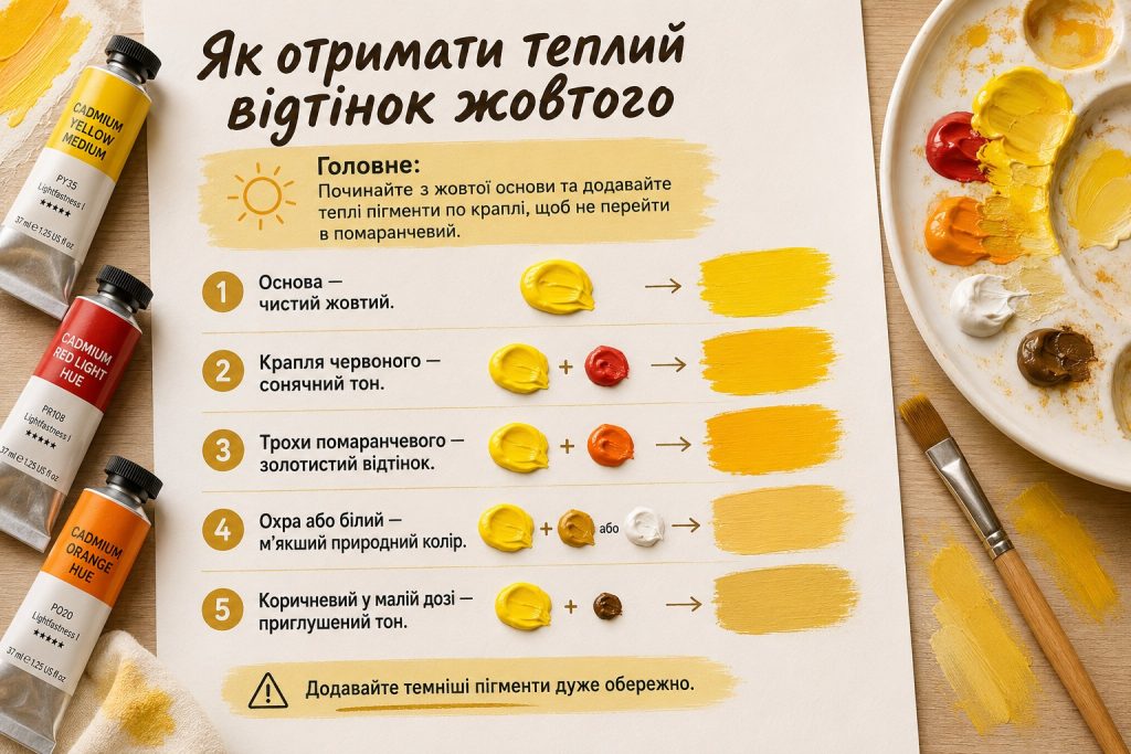Як зробити жовтий колір: чистий, лимонний, гірчичний та охра