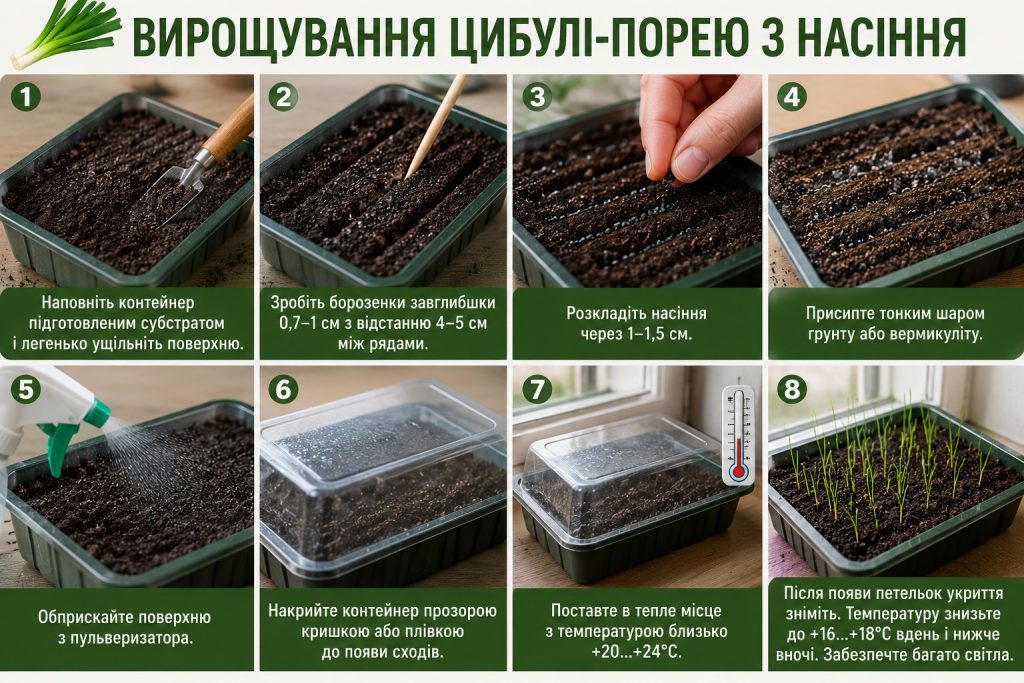 Як сіяти цибулю-порей на розсаду: строки посадки, ґрунт і правила догляду