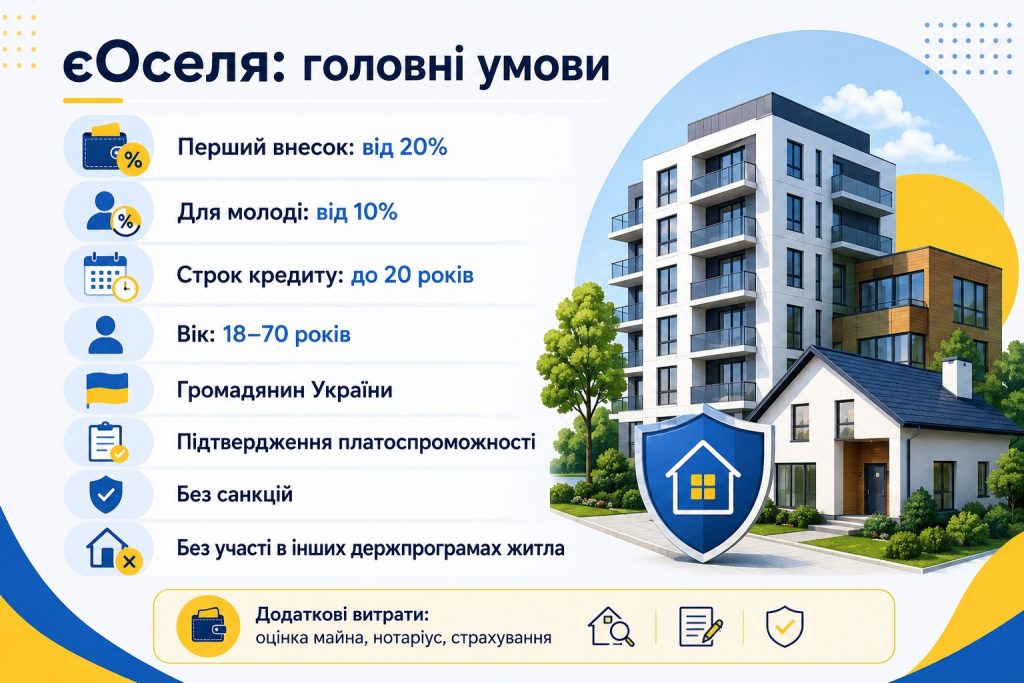 Як купити квартиру через єОселю у 2026 році: ставки 3% і 7%, перший внесок та подання заявки