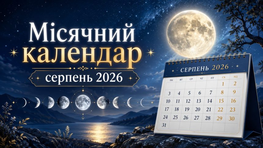 Місячний календар на серпень 2026: сприятливі та несприятливі дні для важливих справ