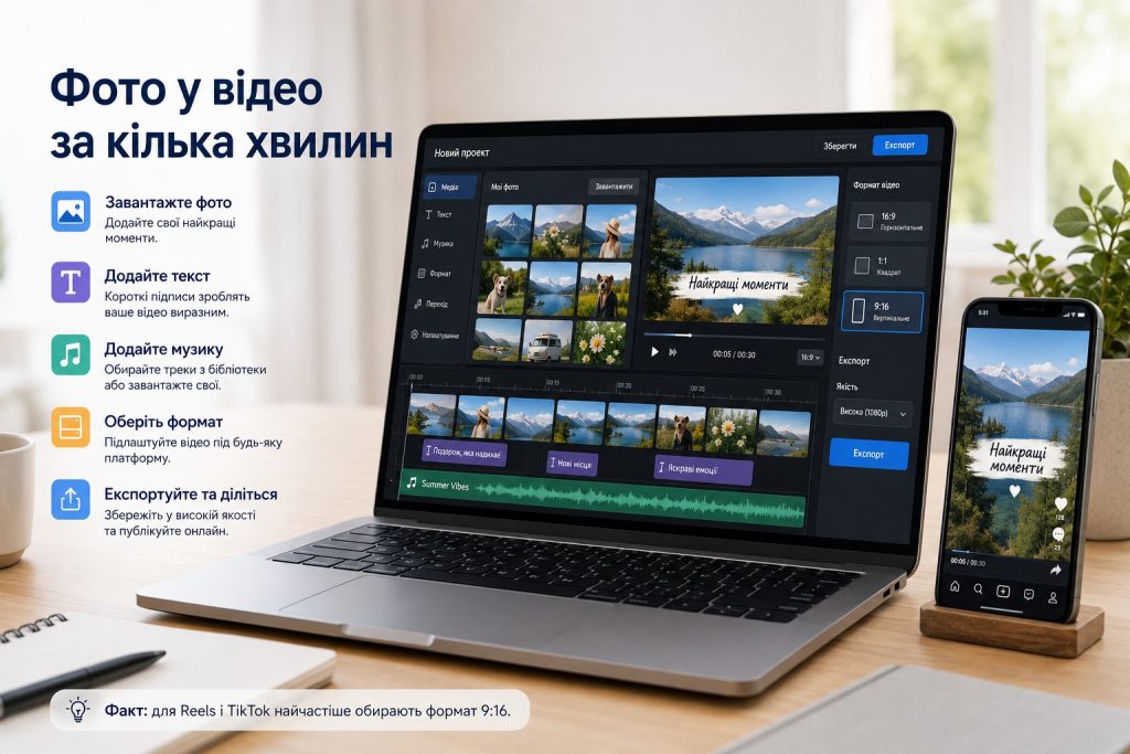 Як зробити відео з фото онлайн безкоштовно: топ сервісів 2026