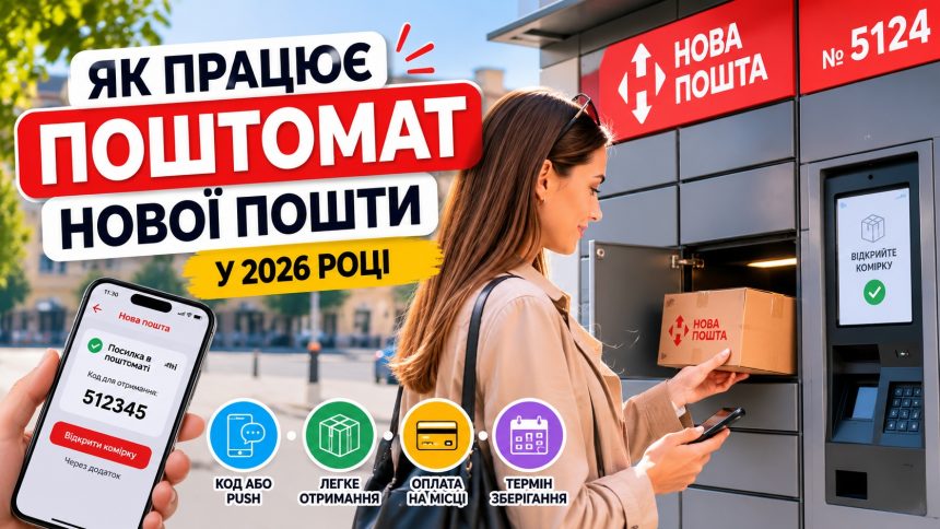 Як працює поштомат Нової пошти: код отримання, кнопка в застосунку, оплата та термін зберігання