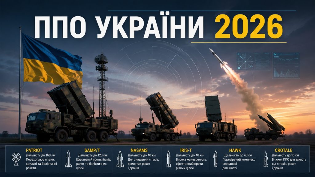 Які системи ППО має Україна у 2026 році: Patriot, NASAMS, IRIS-T і SAMP/T