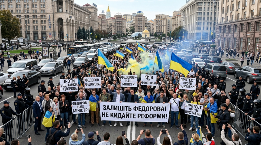 Учасники протесту проти відставки Федорова перекрили рух у центрі Києва: що відбувається