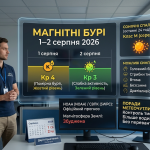 Магнітні бурі 1–2 серпня 2026 року: який буде K-індекс та чи вплине сонячна активність на самопочуття