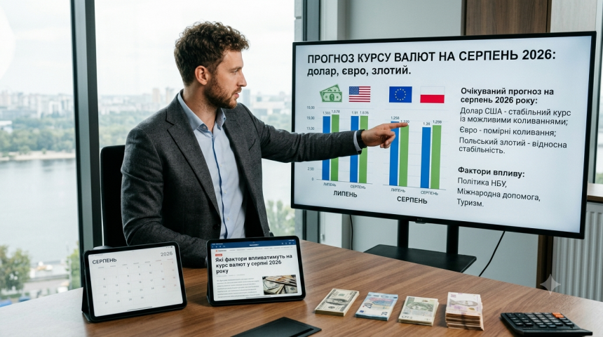 Прогноз курсу валют на серпень 2026: що буде з доларом, євро та злотим