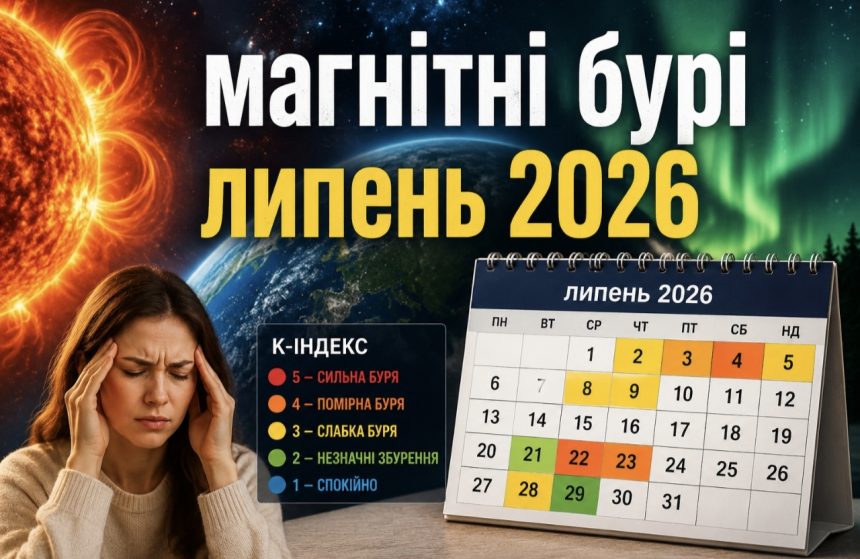 Коли будуть магнітні бурі у липні 2026: точний прогноз по днях, календар геомагнітної активності та поради лікарів