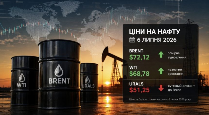 Ціни на нафту 6 липня 2026 — скільки коштує Brent, WTI та Urals сьогодні