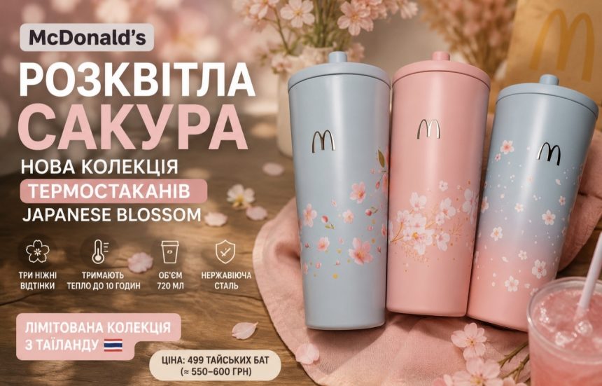 McDonald’s випустив термостакани із сакурою: скільки коштує колекція Japanese Blossom і чи буде вона в Україні