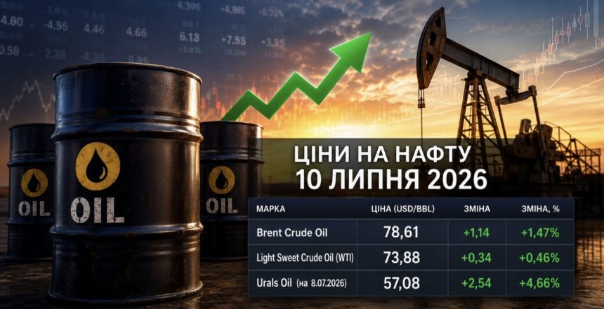 Ціна нафти 10 липня 2026 — скільки коштує Brent, WTI та Urals сьогодні
