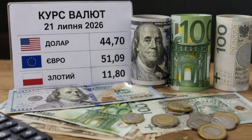 Курс валют 21 липня 2026: скільки коштують долар, євро та злотий