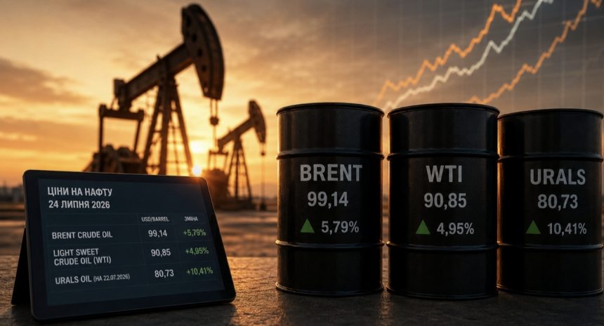 Ціна нафти 24 липня 2026 року: скільки коштують Brent, WTI та Urals сьогодні