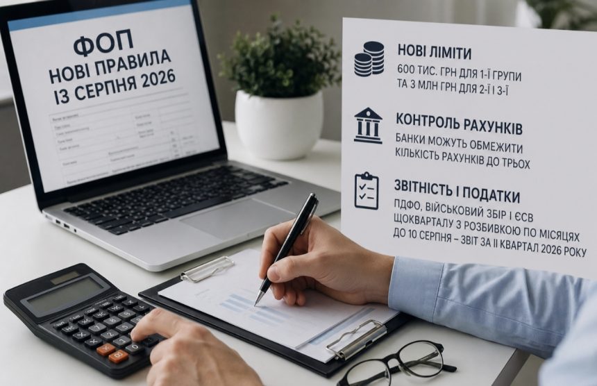 Що зміниться для ФОПів із 14 серпня 2026 року — нові банківські ліміти до 3 млн грн і посилення контролю