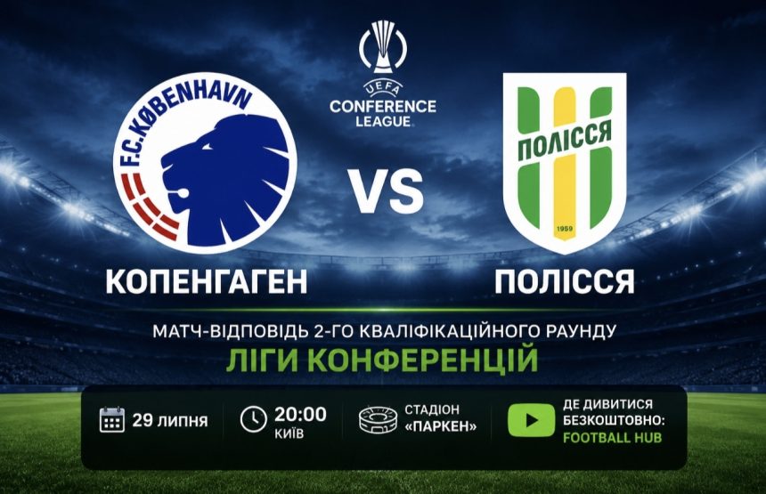 Копенгаген – Полісся: де безкоштовно дивитися матч-відповідь другого кваліфікаційного раунду Ліги конференцій