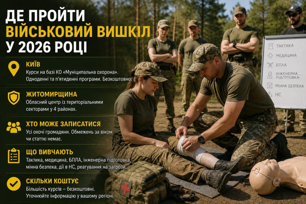 Військовий вишкіл для цивільних 2026: які курси є та чого на них навчають