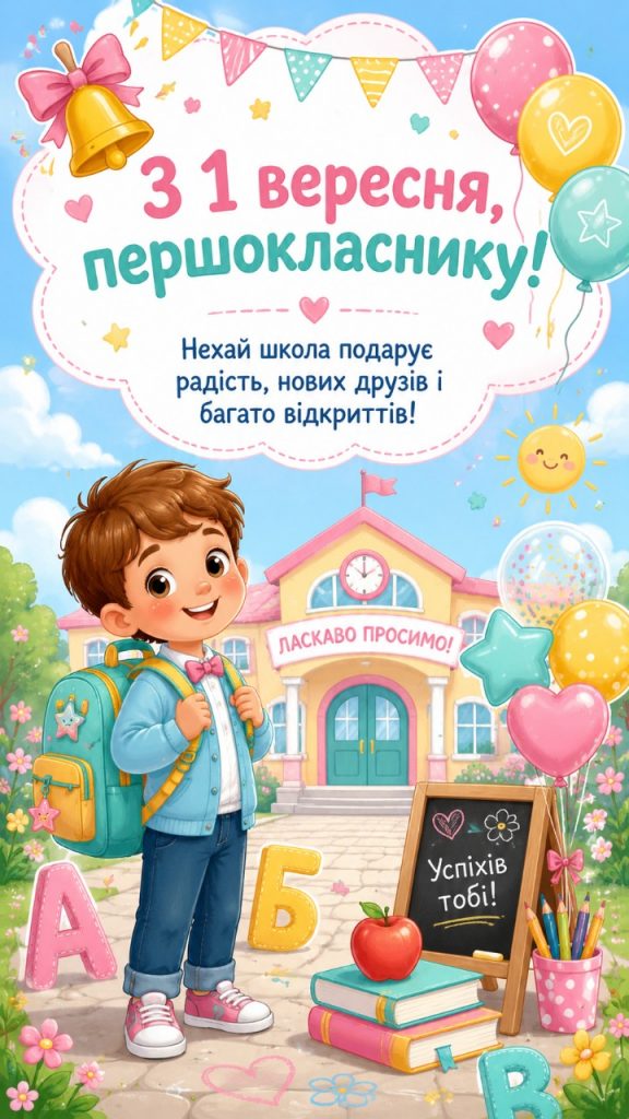 Картинки з 1 вересня 2026 для першокласника