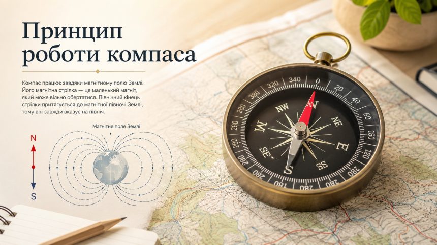 Як працює компас: чому магнітна стрілка показує на північ і коли може помилятися
