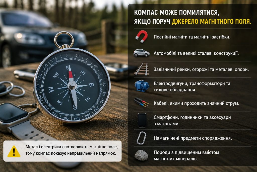 Як працює компас: чому магнітна стрілка показує на північ і коли може помилятися