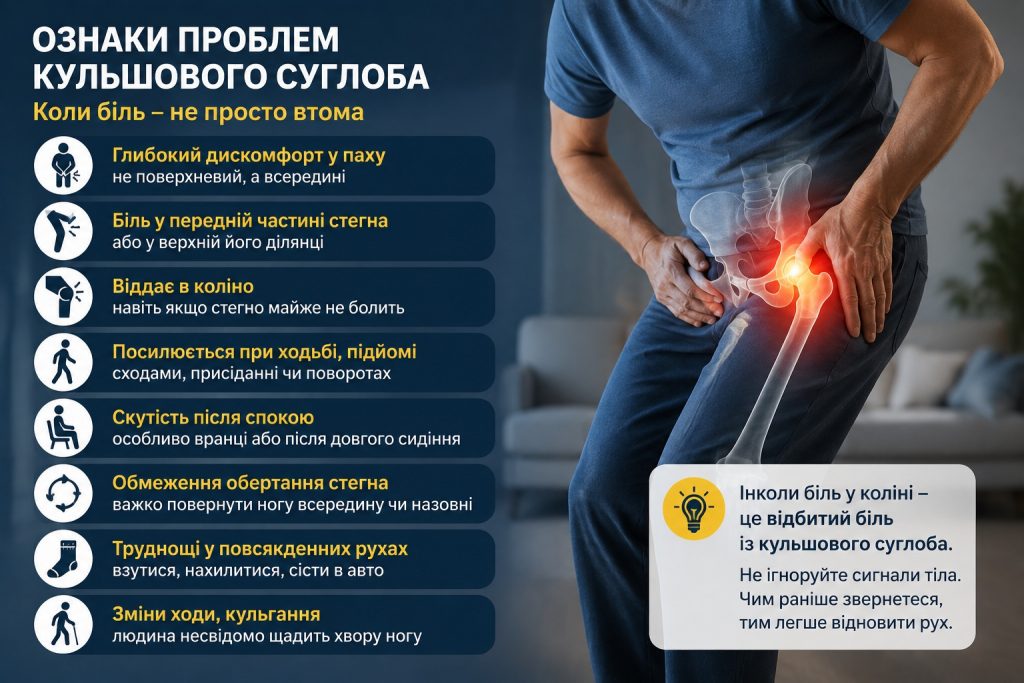 Як зрозуміти, що болить кульшовий суглоб: симптоми коксартрозу та коли до ортопеда