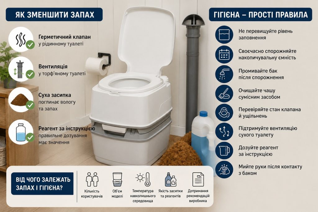 Як працює біотуалет: рідинний, торф’яний і кімнатний — запах, гігієна та вибір