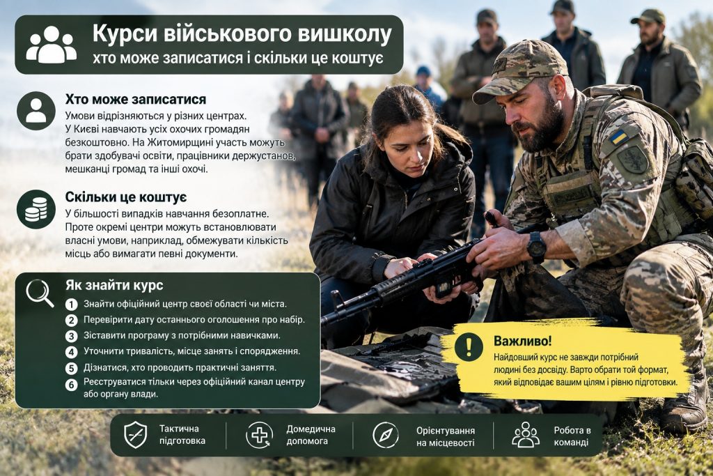 Військовий вишкіл для цивільних 2026: які курси є та чого на них навчають